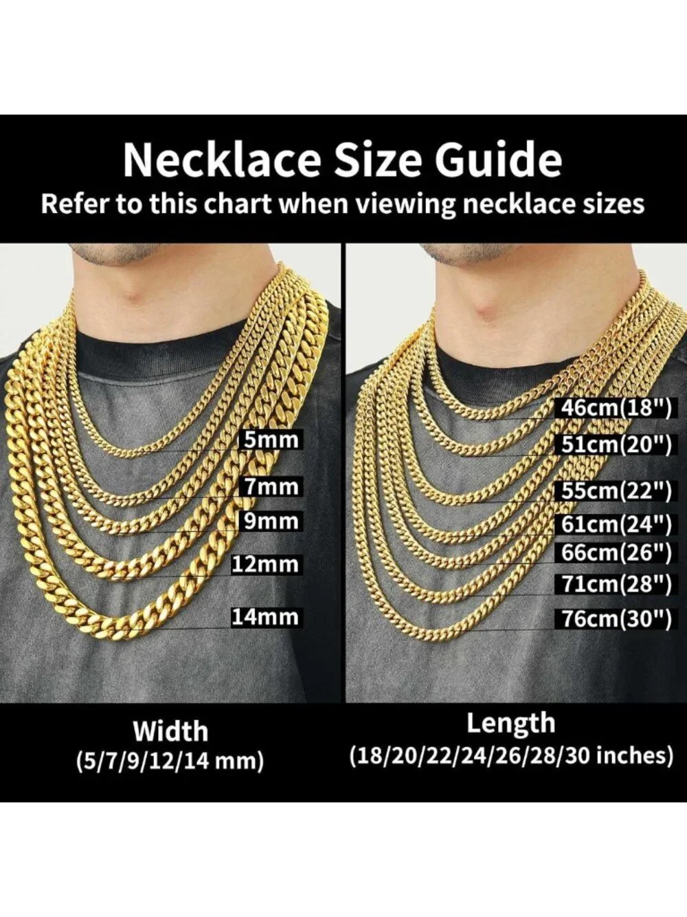 Stylish Cuban Link Chain Necklace for Men - Waterproof Stainless Steel Jewelry